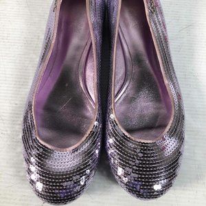 Coach Shimmer Sequined Purple Ballet Flat Loafer Slip-on 6